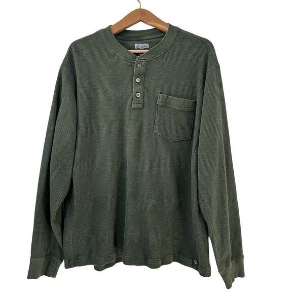 Duluth Trading Waffle Knit Thermal Henley Shirt Size XL Green Base Layer Men's - Picture 1 of 4